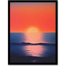 Wee Blue Coo Morning Glory Sunset on Sea Orange Framed Art