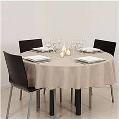 Round Tablecloths Atmosphera Round anti-stain Linen Tablecloth Beige