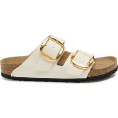 Birkenstock Buckle/Laced Slides Birkenstock Arizona Big Buckle Canvas Sliders Cream