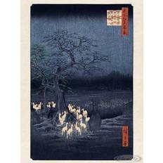 Pink Posters Close Up Hiroshige Kunstdruck Fox Fires on New Year's Poster 30x40cm