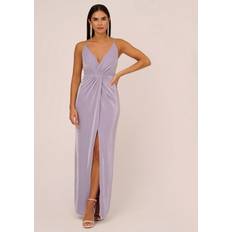 Fabric - Long Dresses Adrianna Papell Aidan Mattox V Neck Metallic Maxi Dress, Lilac