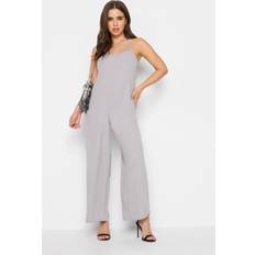 Fabric - Women Jumpsuits & Overalls PixieGirl Petite Crepe Wide Leg Jumpsuit Grey