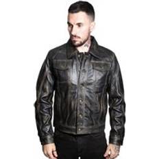 Infinity Leather Infinity Leather Mens Men’s Retro Trucker Jacket-Constantine Black