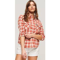 Superdry Women Shirts Superdry Women's Lumberjack Check Flannel Shirt Orange