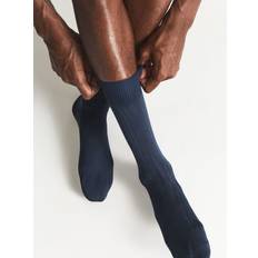 Reiss Socks Reiss Fela Cotton Blend Ribbed Socks, Blue