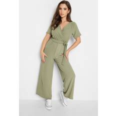 Fabric - Women Jumpsuits & Overalls PixieGirl Petite V-Neck Wrap Jumpsuit Green