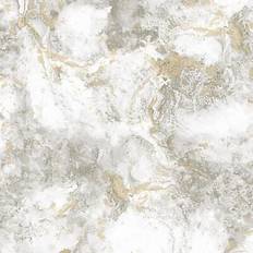 World of Wallpaper Grey/Gold Luxe Collection Marble Heavyweight Vinyl Wallpaper