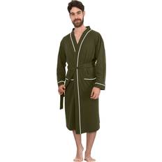 Fabric Robes NY Threads Luxurious Men's Knit Robe Cotton Blend Bathrobe Medium, Dusty Olive