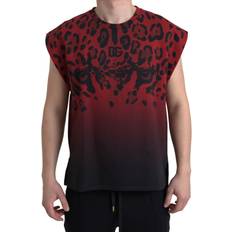 Dolce & Gabbana Man Mouwloze shirts Dolce & Gabbana Luipaard Print Tanktop T-shirt Rood