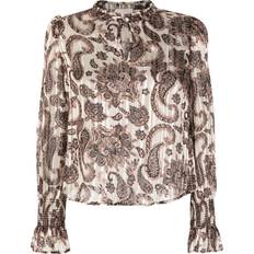 Paisley Tops Liu Jo paisley-print pleated blouse women Metallized Polyester/Polyester Black