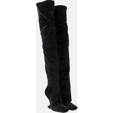 Rick Owens Støvler Rick Owens Cantilever Velvet Over-The-Knee Boots - Black