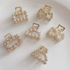 Shein 6pcs Women's Metal Imitation Pearl Rhinestone Hair Claws