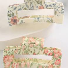 Shark hair Shein 2pcs/set Lovely Floral Printed Hair Claw & Shark Clip Set Daily Use
