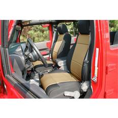 Car Upholstery Rugged Ridge Wrangler JK 2011-2018 Neoprene Front Seat Covers Tan/Black