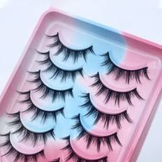 Makeup Shein 10 Pairs False Eyelashes,Slender Multi-layer 3D Crisscross Fluffy Fake Eyelashes Extension, Natural Look Soft Comfortable Lashes