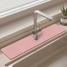Rosa Diskställ Shein 1pc Pink Absorbent Faucet Mat, Simple Plain Color Non-slip Dish Drying Mat For Kitchen Diskställ