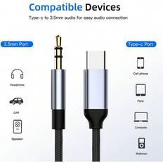 1pc 3.5 Jack Aux Audio Cable Type C To 3.5mm Jack Adapter Cable Car Type C To 3.5 Phone Accessories USB C Adapter