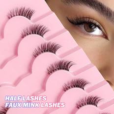 Makeup Shein 7 Pairs Half Lashes Clear Band Soft Natural Cat Eye Lashes Makeup Tool Extension Fluffy Faux Mink Lashes