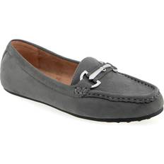 Gray - Women Loafers Aerosoles Day Drive Loafer Women's Grey Suede Flats Loafers