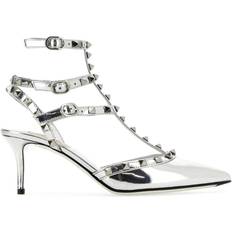 Valentino Garavani Silver Pumps Valentino Garavani Silver Leather Rockstud Pumps