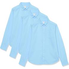 Shirts Children's Clothing on sale Amazon Essentials Jungen Langärmelige, gewebte Uniform-Hemden aus Stretch-Popeline mit Knopfleiste, 3er-Pack, Blau, Jahre