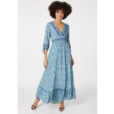 Long Dresses - Paisley Izabel London Paisley Tie Sleeve Maxi Dress Blue