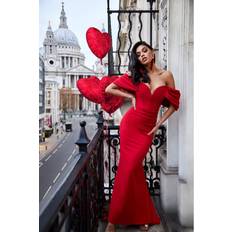 Long Dresses - Women Goddiva Off The Shoulder Draped Sleeve Maxi Dress Red