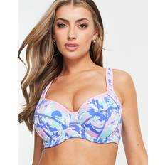 Multicoloured - Sportswear Garment Bras Pour Moi Fuller Bust Energy Reach underwired lightly padded sports bra in bright marble print-Multi32DD