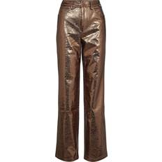 Bronze - Dame Bukser & Shorts ROTATE Birger Christensen Textured High Waist Pants Kvinde Jeans hos Magasin Toasted Coconut