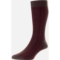 Fabric - Men Underwear Pantherella Men's Men's Marsden Vertical Stripe Sock Brown 10/11/11.5/10.5/12