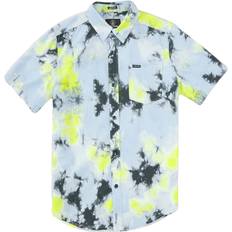 Shirts Volcom Men's Saturate Short Sleeve Shirt Lime Tie Dye