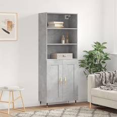 vidaXL Aparador Alto Madera Contrachapada Gris Hormigón 69.5 x 34 x 180 cm