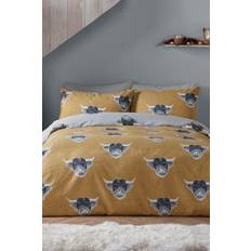 Fusion Snug Highland Cow Ochre Duvet Cover Yellow