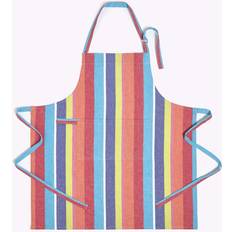 Cotton Aprons Homescapes Multi Colour Stripe Apron Grey