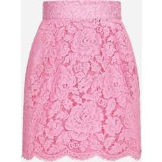 Soie Jupes Dolce & Gabbana Cordonetto Lace Miniskirt Pink