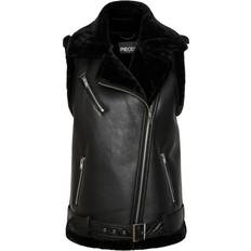 Skinnimitation Västar Pieces Pcnora Faux Leather Väst Svart