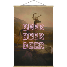 Beer Beer Deer Dark Brown Decoración de Pared 35x52.5cm