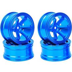 RC Toys Tbest RC Wheel Hub 4Pcs Aluminium Alloy Wheel Rim Hubs for Universal 110 Flat Running Drift RC Car Blue Model Car Accessories Model Toy