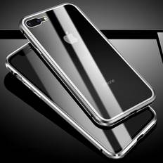 MAULUND iPhone 8 plus 7 plus 360 graders magnetiskt skal m. Glass Front & Back Silver Black