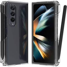 ARAREE NUKIN P S-Pen Slot med dubbelt material skyddande fodral kompatibel med Samsung Galaxy Z Fold 4 5G 2022 transparent polykarbonat och TPU lättviktsfodral