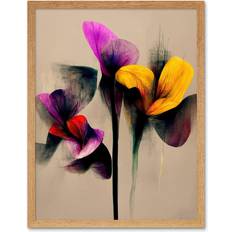 Orange Wall Decor ARTERY8 Lilac Orange Purple Abstract Iris Floral Flowers Painting Print Wall Decor