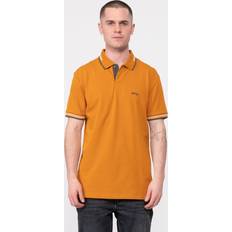 HUGO BOSS Green Paul Curved Contrast Collar Mens Polo Shirt A/W 23 Orange