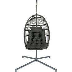 Furniture One Rattan Egg Swing Outdoor Lounge Set, 1 Table incl. 2 Chairs & 1 Sofas