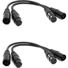 Tlily 2X XLR Male 3 Pin to XLR Female 5 Pin & XLR Female 3