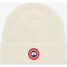 Canada Goose Herre Huer Canada Goose Beanie Med Logo Uld Beige