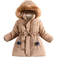 Xcsgsra Khaki, 9-10 Years Kids Girls Long Coat Jacket Hooded Winter Stock Multicoloured One