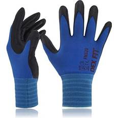 Blue Disposable Gloves Nitrile Work Gloves FN320, 3D Comfort Stretch Fit, Power Grip, Durable Foam Coated, Thin & Lightweight Premium Nylon, Machine Washable, Blue