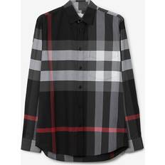 Burberry Grey Shirts Burberry Check Stretch Cotton Poplin Shirt - Charcoal