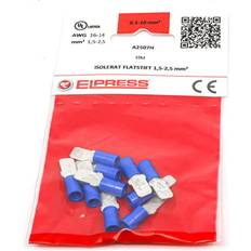Elartikler ELPRESS Isol. spadestik A2507H, 1,5-2,5mm2 6,3x0,8, Blå I poser a 10 stk