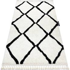 RUGSX Carpet berber cross Fringe Berber White